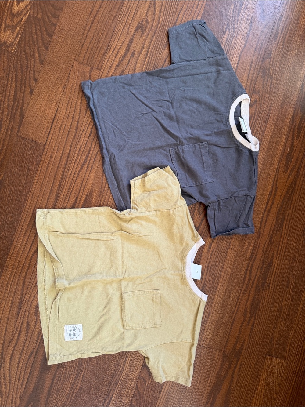 Zara Kids Short Sleeve Pocket Tees - Gray & Light Yellow
